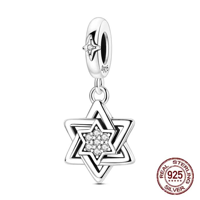 Pendentif étoile de David en argent Sterling 925, breloque classique juive, adaptée aux Bracelets à