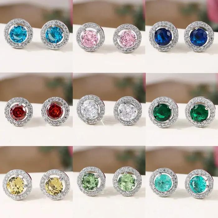 Boucles d'oreilles rondes en pierre bleu Royal