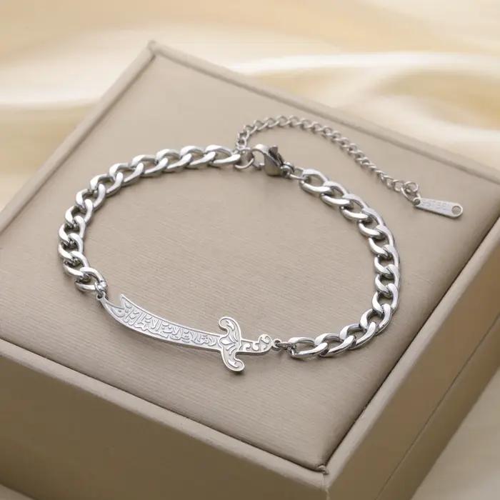 Amaxer Imam Ali Zulfiqar Bracelet épée pour femmes hommes bijoux en acier inoxydable amulette islamique cadeau en gros