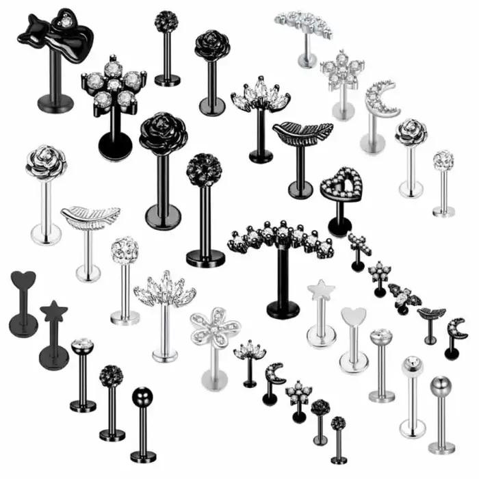 5 pièces fleur Tragus Piercing ensemble dos plat Cz Cartilage boucle d'oreille Helix bijoux conque Rook goujon Lot