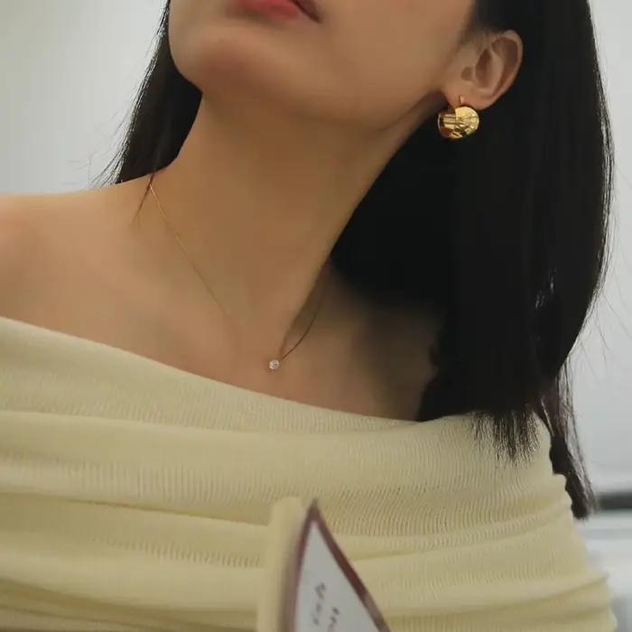 Collier rond en acier inoxydable plaqué or pour femmes