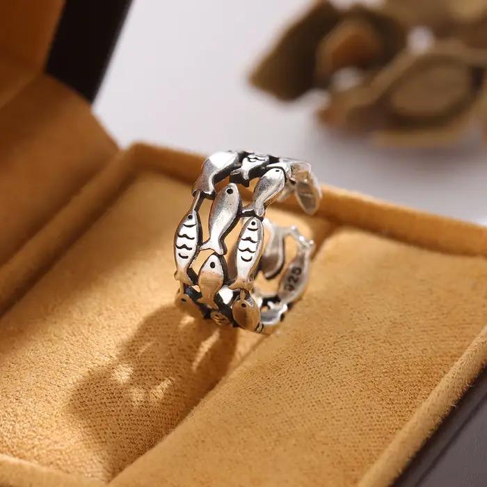 Bague poisson mignon en argent sterling 925 pour femmes, bijou animal de compagnie moderne et original, cadeau d'anniversaire, bijou à la mode pour occasions spéciales