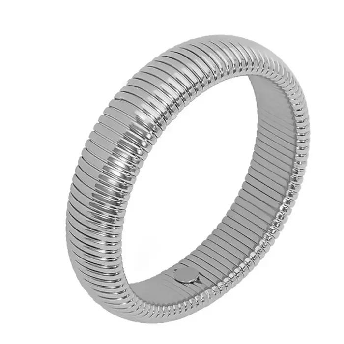 Bracelet en acier inoxydable imperméable, élasticité rétro, métal épais, plaqué or 18 carats, tendance, bijoux unisexes pour hommes et femmes