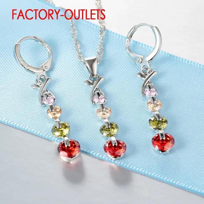 Ensemble de bijoux de mariée en argent Sterling 925 véritable
