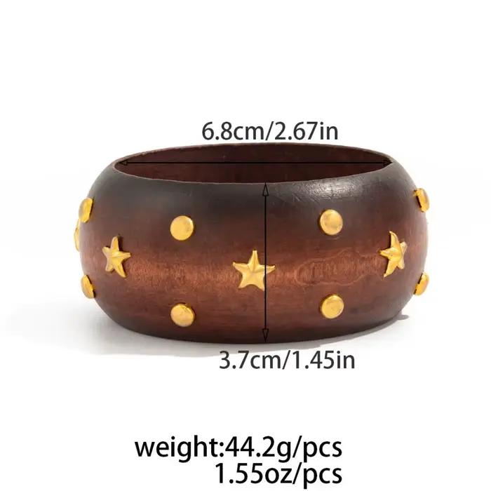 Bracelet circulaire en bois Vintage, bracelet géométrique exagéré pour femmes, bijoux à main de style punk à la mode, cadeaux