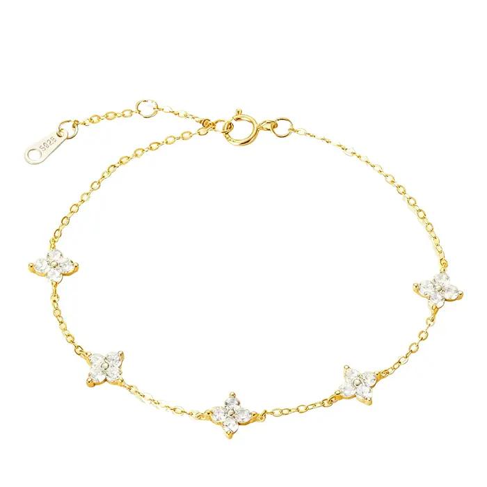 Bracelet Fleur en Argent Sterling 925 pour Femme