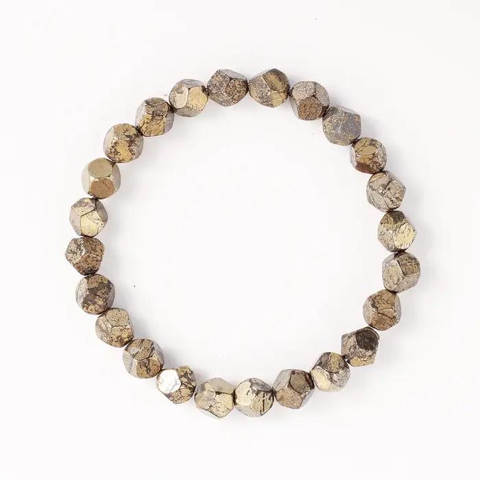 Bracelet de prospérité en pyrite et chalcopyrite fait main pour femmes et hommes bijou énergétique et protecteur pour toutes les occasions
