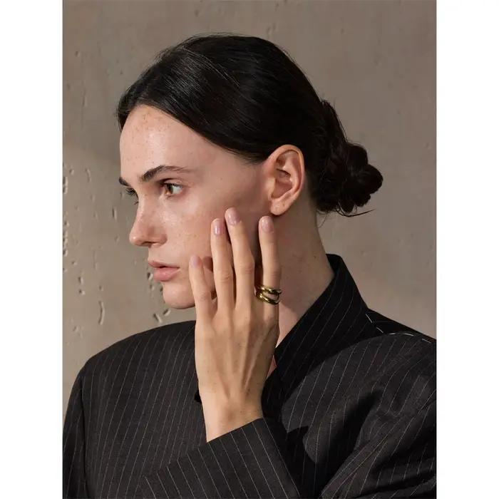 Bague géométrique double couche en métal acier inoxydable or PVD pour femmes soirée style mode occasions spéciales