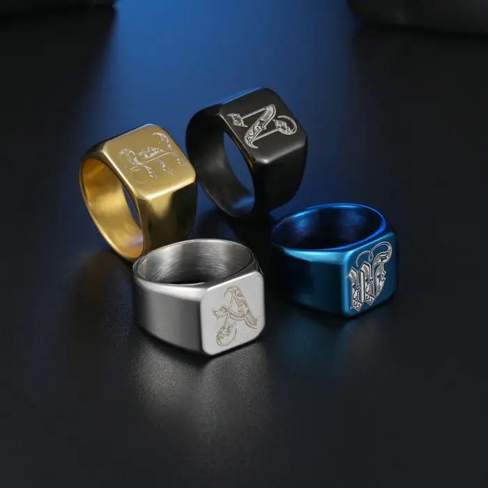 Alliance de Mariage en Acier Inoxydable avec Lettres Anglaises pour Homme Occasions Spéciales