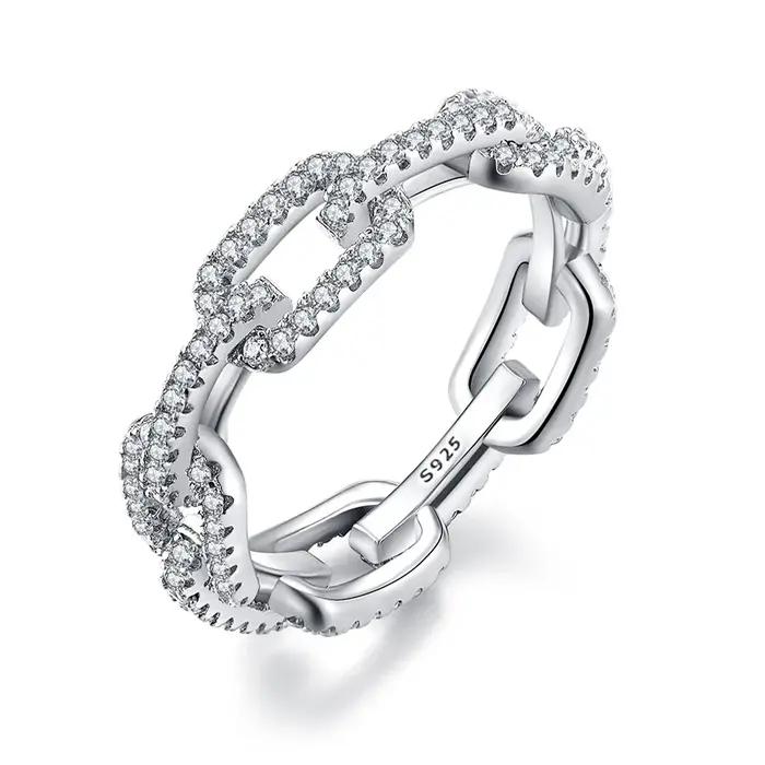 Bague empilable en argent Sterling 925 pour femmes, zircone cubique géométrique, tendance, plaqué pl