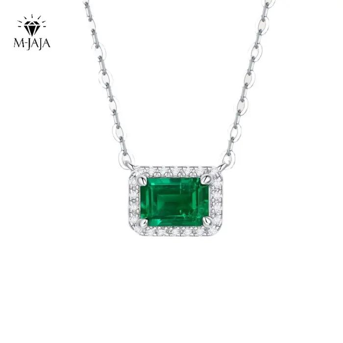 M-JAJA 1ct pendentif émeraude collier S925 en argent Sterling laboratoire cultivé