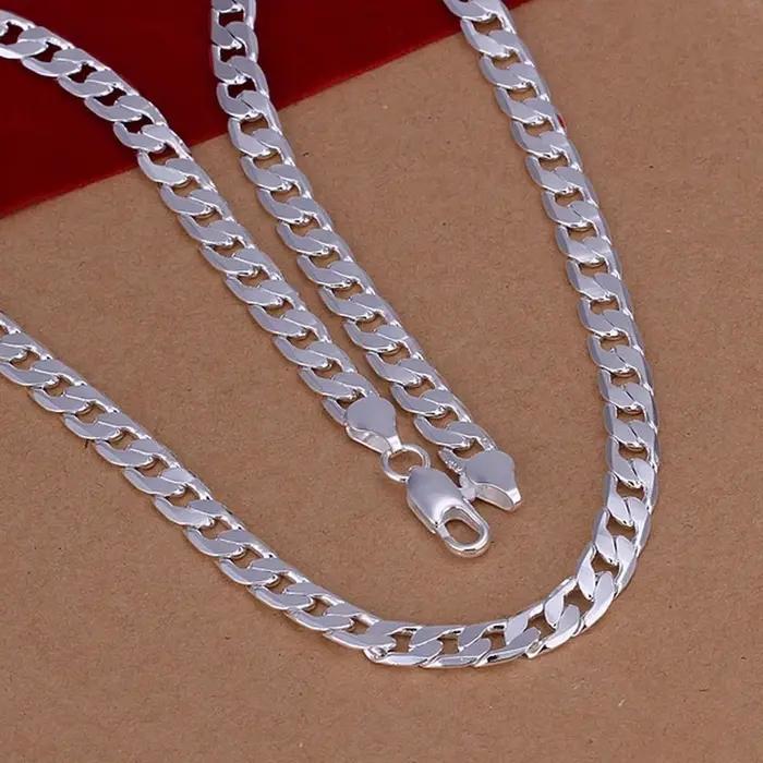 Collier fin en argent regardé 925 pour hommes et femmes, exquis, noble, luxe, magnifique charme, mod