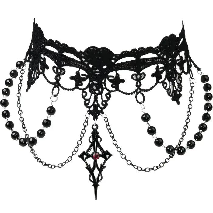 Collier élégant à pampilles Rose rouge foncé pour femmes