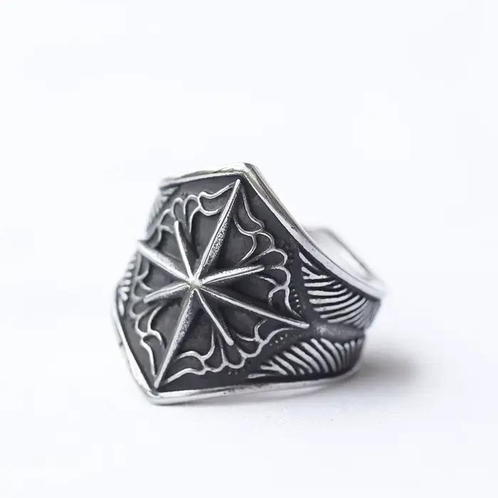 Bague étoilée en acier inoxydable 316L pour hommes