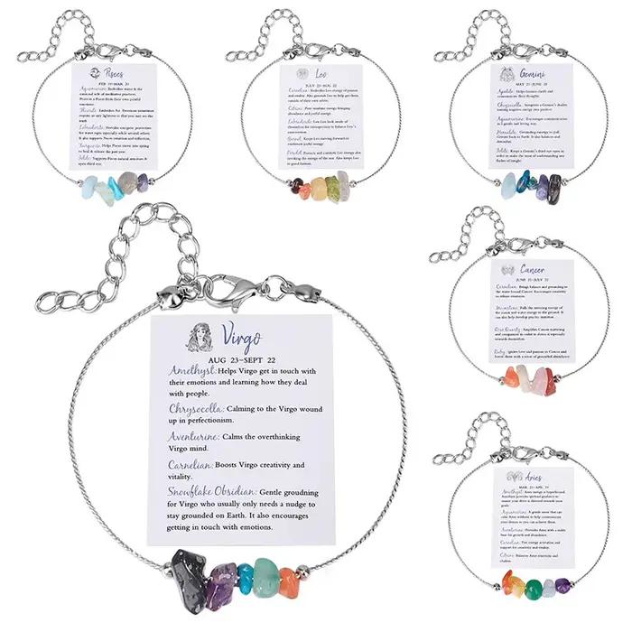 12 signes du zodiaque Bracelet femme cristal naturel Constellation bracelets Cancer vierge lion balance