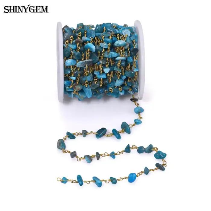 Chaînes de Perles en Tourmaline Naturelle ShinyGem Plaquées Or pour Création Bijouterie Occasions Spéciales