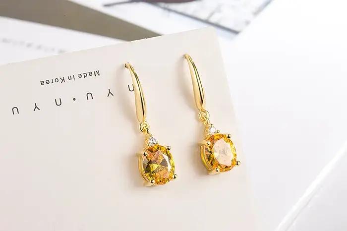 DIWENFU 14K or jaune bijoux boucle d'oreille pour les femmes Orecchini Aretes De Mujer