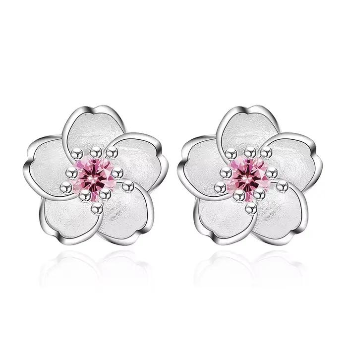 Boucles d'oreilles en argent Sterling 925 pour femmes, petites boucles d'oreilles en Zircon rose vio