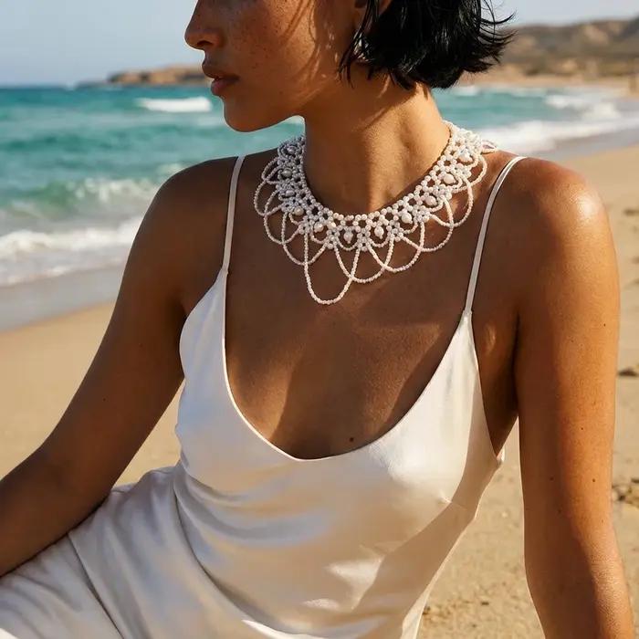 Collier élégant en fausses perles