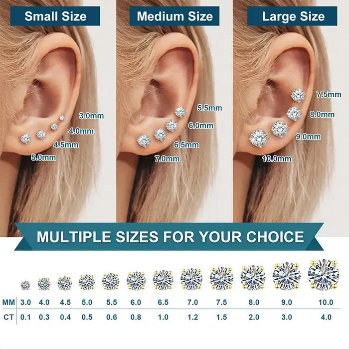 Boucles d'oreilles clous TUHE en moissanite couleur D de 0