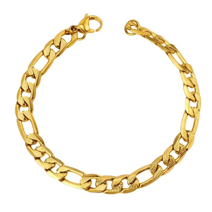 Bracelet de luxe Punk en acier inoxydable, chaîne Figaro pour femmes et hommes, unisexe, bijoux à la mode, cadeaux