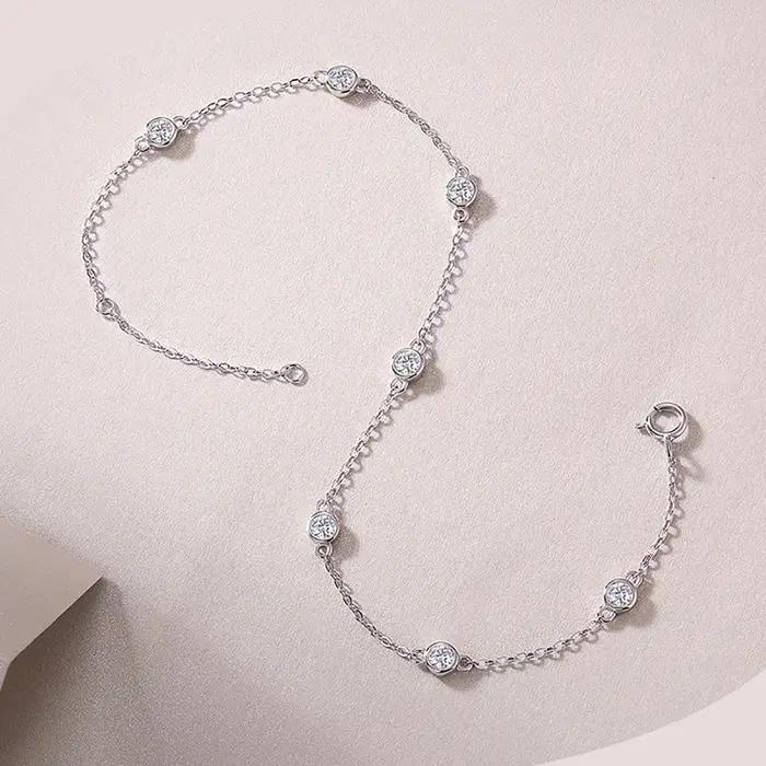 Bracelet pour femme en argent sterling S925 avec moissanite