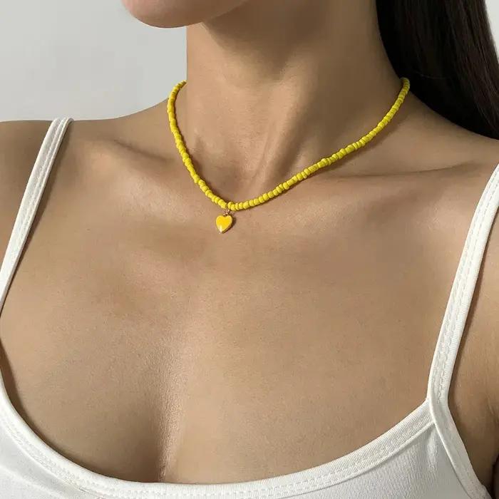 Collier de Perles Multicolores Fait à la Main pour Femme