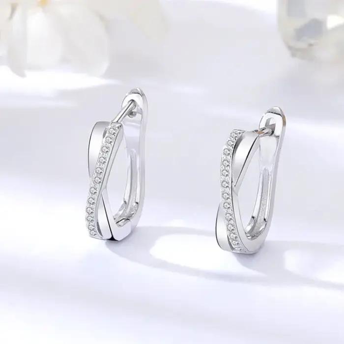 Boucles d'oreilles en argent Sterling 925 et cristal de zircone pour femmes