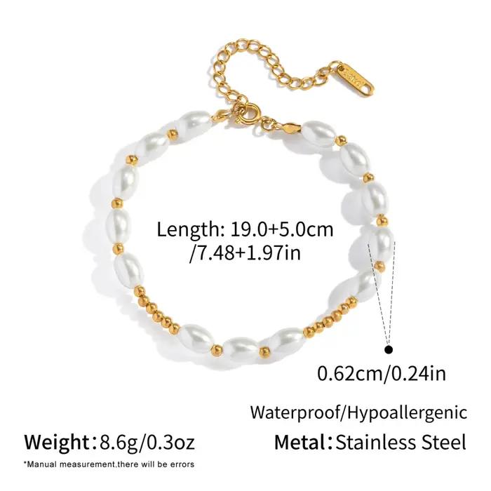 Miia luxe perle chaîne verre perle Bracelet pour femmes 18K or PVD plaqué acier inoxydable mode char