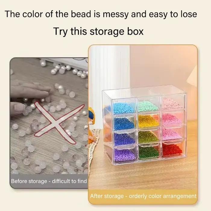 Boîte de rangement de perles de bijouterie de bureau, organisateur de matériaux DIY faits à la main, tiroir transparent en plastique à compartiments, étui de tri de perles