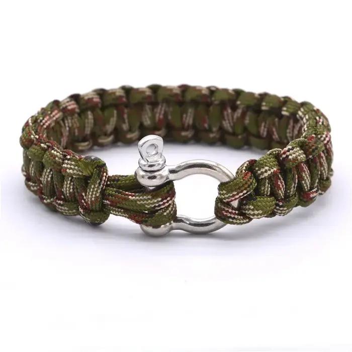 Bracelets de parachute de survie en acier inoxydable pour homme