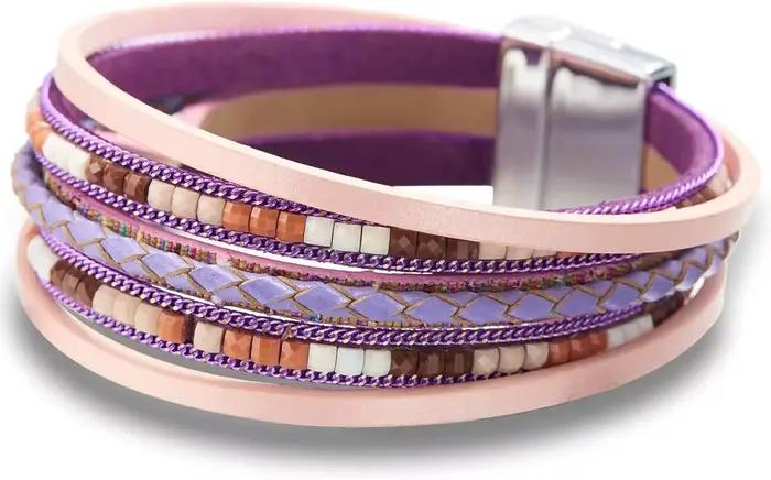 Bracelet en cuir multicouches bohème léopard avec perles de cristal pour femmes, tracker d'humeur, cadeau unique pour occasions spéciales