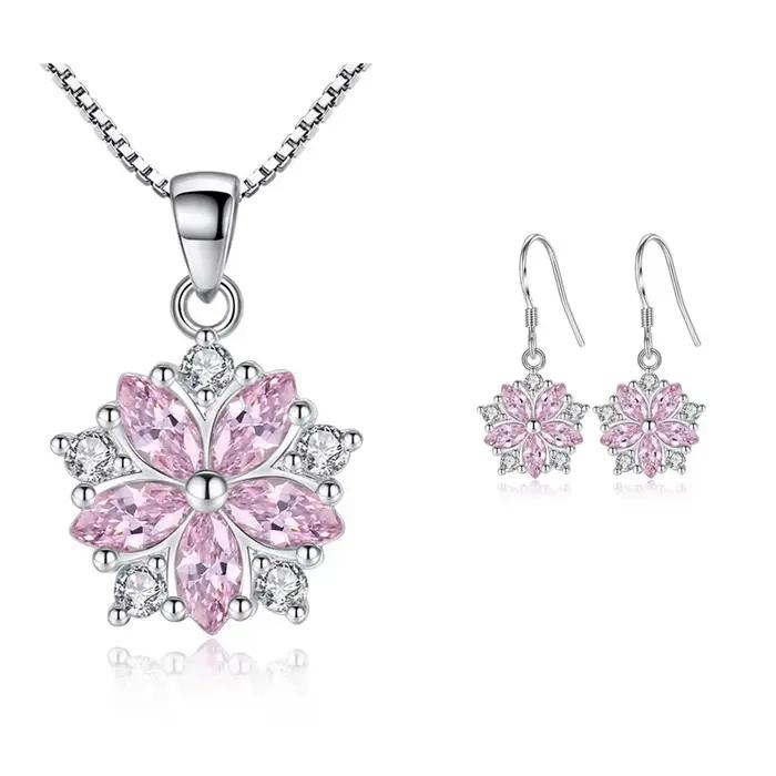 Ensemble de bijoux élégants en argent Sterling 925 Sakura dauphin Zircon