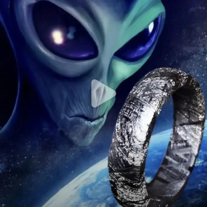 Bague en météorite faite à la main, originale, rétro, unique, mode, personnalité, niche avancée, fou