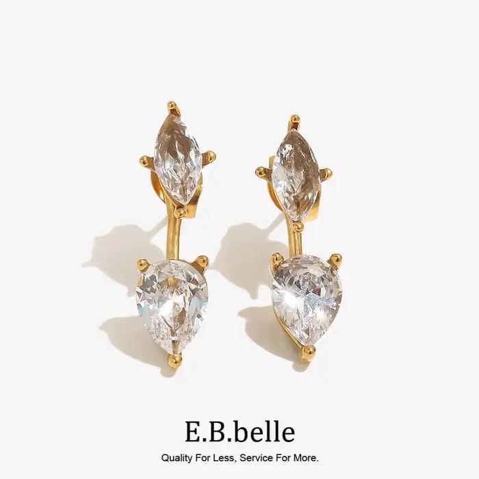 Boucles d'oreilles E.B.belle en zircon œil de cheval goutte d'eau