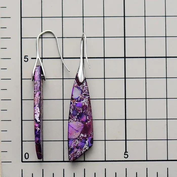 Boucles doreilles ethniques en jaspe empereur plaqué argent cuivre géométriques pour femmes occasions spéciales cadeaux originaux