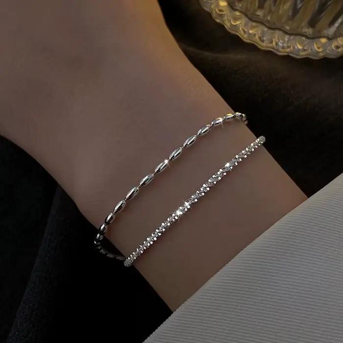 Bracelet Double couche en argent Sterling 925, perles exquises et simples pour femmes, accessoires de bijouterie fine, nouvelle mode