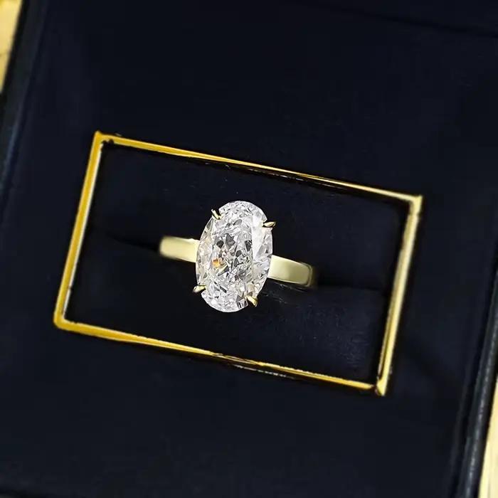 Wong Rain – bague vintage en argent sterling 925, saphir de laboratoire à coupe ovale 8x12 MM, diamants à haute teneur en carbone, bijoux fins, vente en gros