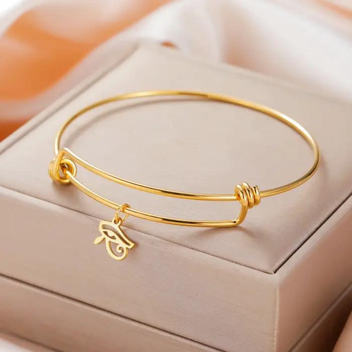 Bracelet Égyptien Oeil d'Horus Unisexe en Acier Inoxydable pour Occasions Spéciales et Journées quotidiennes