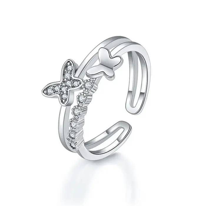 Bagues en argent 925 scintillantes avec zircon 5A pour femmes