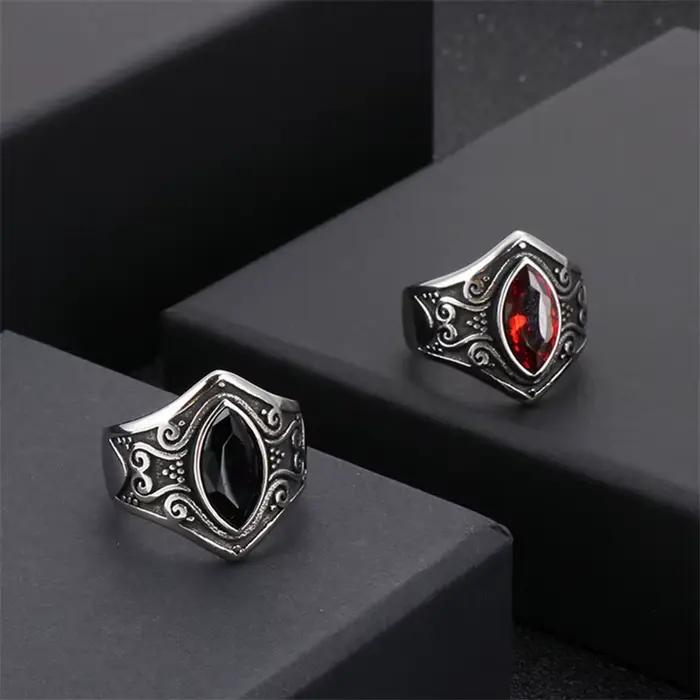 Bague en acier titane Vintage faite à la main pour hommes et femmes