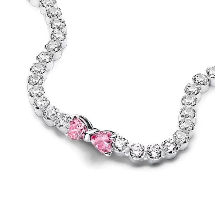 2025 Valentine nouveau 925 argent rose arc plein diamant Bracelet Original 17-20CM ajustement bricolage charme femmes anniversaire bijoux cadeaux