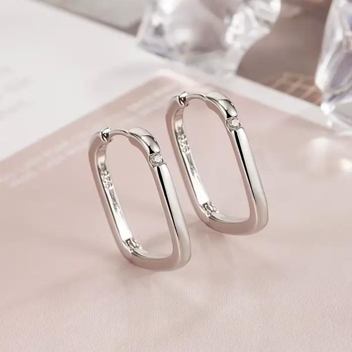 Boucles d'oreilles en argent Sterling 925 pour femmes, boucles d'oreilles carrées géométriques en Zircon, bijoux à la mode, cadeau de fête, de mariage