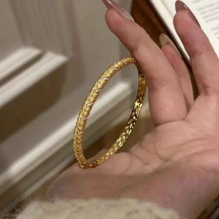 Bracelet tissé brossé de style doux vintage pour femme