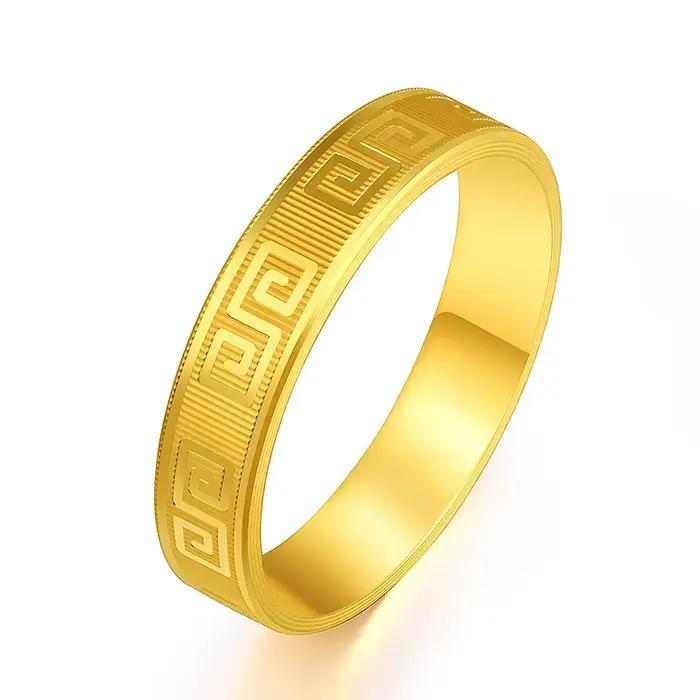 Bague de couple en or véritable 24 carats pour homme et femme