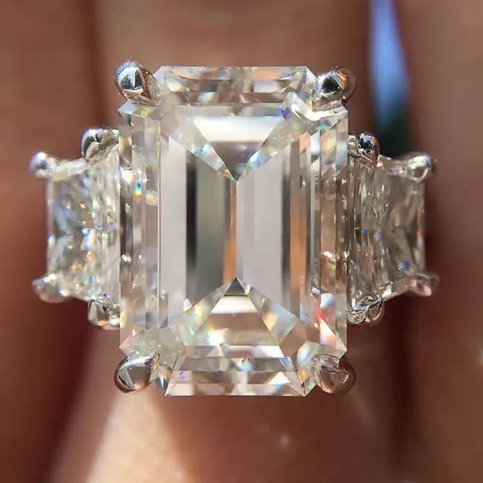 Bague de fiançailles rectangulaire de luxe pour femmes