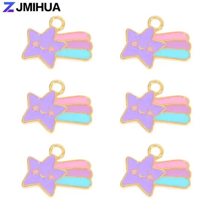 15pcs Émail Arc-En-Ciel Étoile Charmes Pour La Fabrication De Bijoux Fournitures Accessoires BRICOLA
