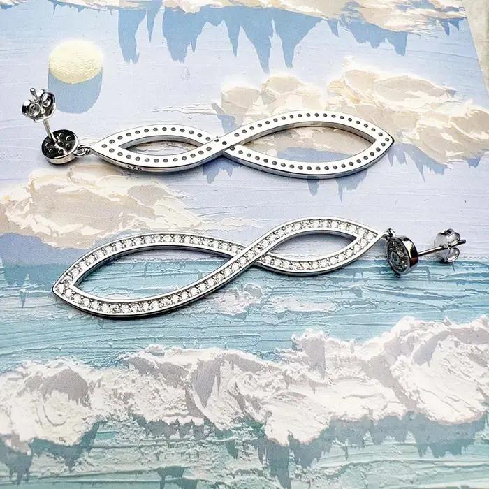 Boucle d'oreille goutte éternité pierre blanche cadeau classique pour les femmes de haute qualité 925 en argent Sterling bijoux fins