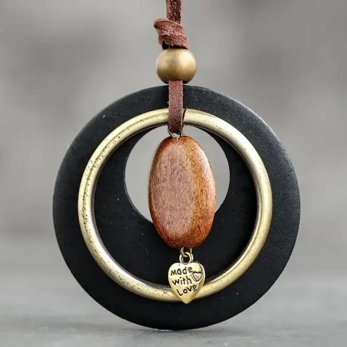 Long Collier Bijoux De Mode En Bois Chaîne Déclaration Pendentifs Vintage Bohème Suspension Meilleur