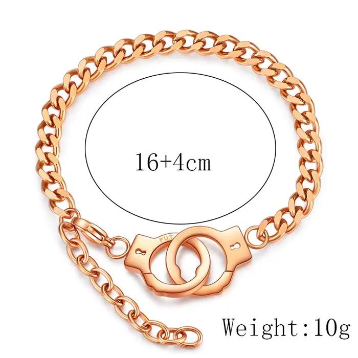 Bracelet de Couple en acier inoxydable, menottes pour femmes et hommes, chaîne de couleur or, accessoires, bijoux, vente en gros